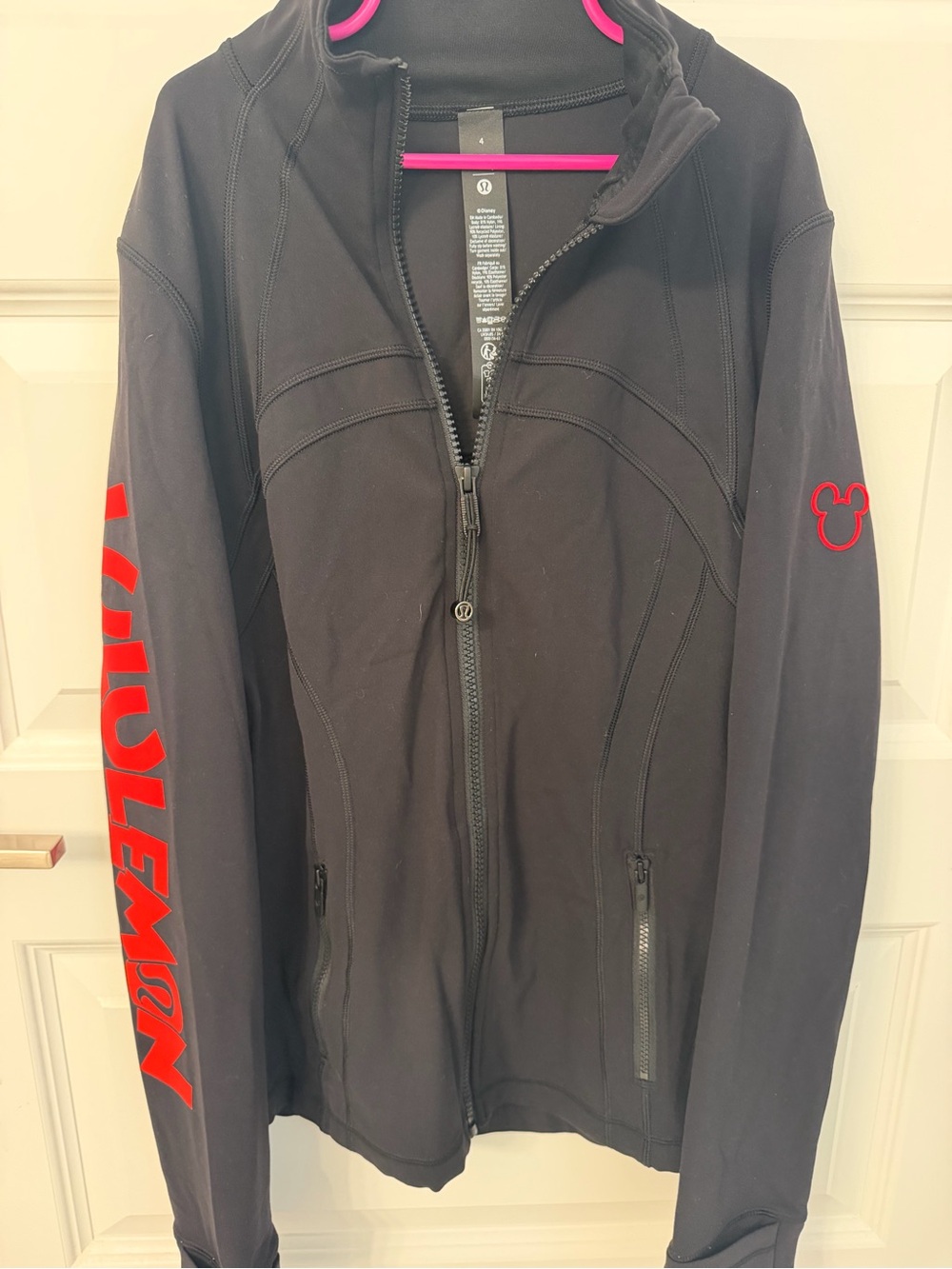 Lululemon x Disney Define Jacket Nulu Black Red Mickey Logo Graphic Size 4